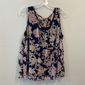 Ann Taylor Printed Sleeveless Blouse | Large